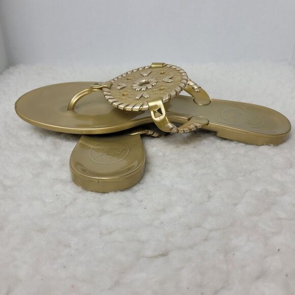 Jack Rogers Sandals Womens Size 8 Gold Georgica Jelly Slip On Flip Flops Shoes - Picture 6 of 9